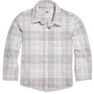 Faherty Kids Light Gray Plaid Button-Down Shirt